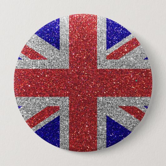 Badge Rond 10 Cm Parties scintillant British Drapeau de Londres UK  (Devant)