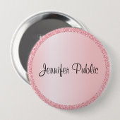 Badge Rond 10 Cm Parties scintillant d'or Rose Monogramme Personnal (Devant & derrière)