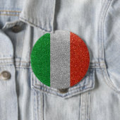 Badge Rond 10 Cm Parties scintillant Drapeau italien Italie Milan F (En situation)
