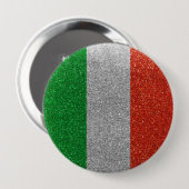 Badge Rond 10 Cm Parties scintillant Drapeau italien Italie Milan F (Devant & derrière)