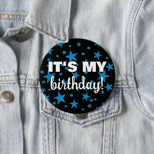 Badge Rond 10 Cm Parties scintillant Turquoise Star Confetti C'est  (En situation)