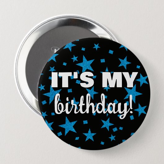 Badge Rond 10 Cm Parties scintillant Turquoise Star Confetti C'est  (Devant & derrière)