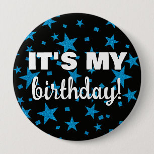 Badge Rond 10 Cm Parties scintillant Turquoise Star Confetti C'est 