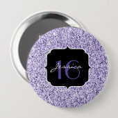 Badge Rond 10 Cm Parties scintillant violet ultra violet brillant S (Devant & derrière)