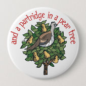 Badge Rond 10 Cm Partridge dans un arbre à poires (Devant)