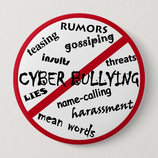 Badge Rond 10 Cm Pas de cyberintimidation, de harcèlement, de menac (Devant)