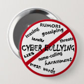 Badge Rond 10 Cm Pas de cyberintimidation, harcèlement, menaces, et (Devant & derrière)