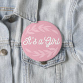 Badge Rond 10 Cm Pastel feuilles roses - C'est une fille (En situation)