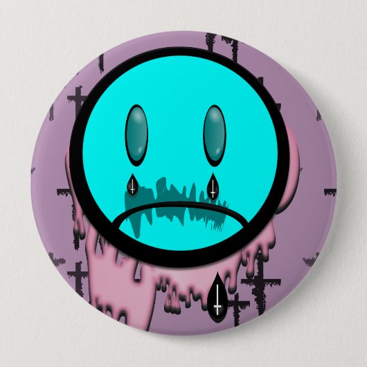 Badge Rond 10 Cm Pastel Goth Pleurer Emoji Pin (Devant)