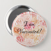 Badge Rond 10 Cm Pastel Roses Je Suis Vacciné (Devant & derrière)