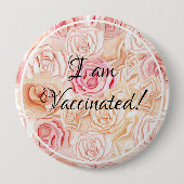 Badge Rond 10 Cm Pastel Roses Je Suis Vacciné (Devant)