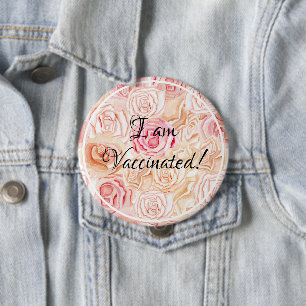 Badge Rond 10 Cm Pastel Roses Je Suis Vacciné