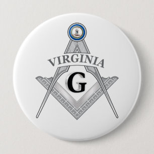 Badge Rond 10 Cm Pavillon de franc-maçonnerie de l'état de Virginie
