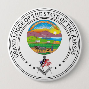 Badge Rond 10 Cm Pavillon de franc-maçonnerie de l'Etat du Kansas