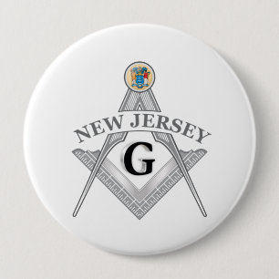 Badge Rond 10 Cm Pavillon franc-maçonnerie de l'Etat du New Jersey