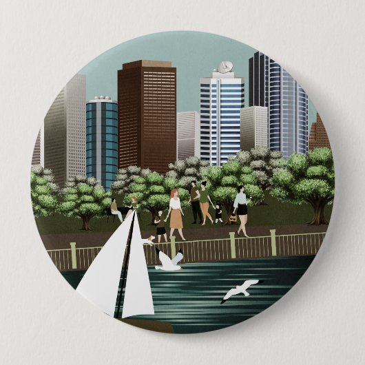Badge Rond 10 Cm Paysage urbain (Devant)