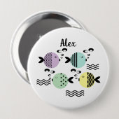 Badge Rond 10 Cm Pêche sans mer abstrait scandinave marine moderne (Devant & derrière)