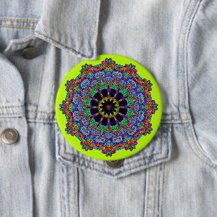 Badge Rond 10 Cm Peinture à la main Mandala Horloge Face 24