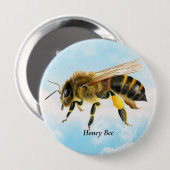 Badge Rond 10 Cm Peinture d'aquarelle d'abeille de miel (Devant & derrière)
