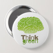 BADGE ROND 10 CM PENSEZ VERT (Devant & derrière)