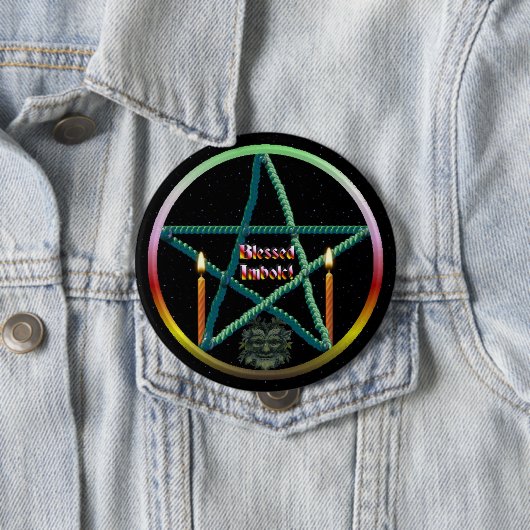 Badge Rond 10 Cm Pentacle Imbolc (En situation)