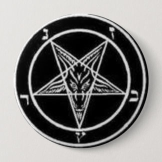 Badge Rond 10 Cm pentagone étoilé satanique