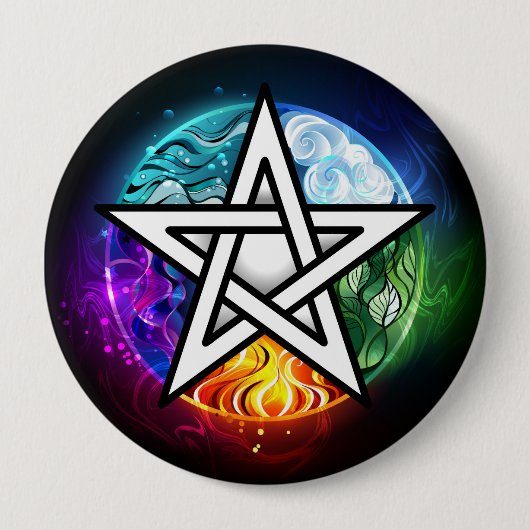 Badge Rond 10 Cm pentagramme du Wiccan (Devant)