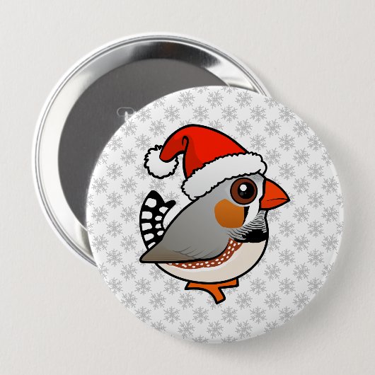 Badge Rond 10 Cm Père Noël Zebra Finch (Devant & derrière)