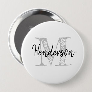 Badge Rond 10 Cm Personalized name monogram huge size round button