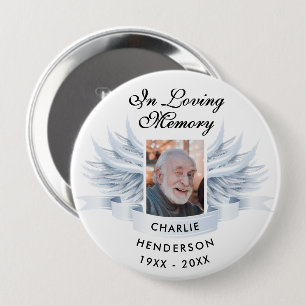 Badge Rond 10 Cm Personnalisé En Mémoire Amour Ange Ailes Memorial