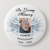 Badge Rond 10 Cm Personnalisé En Mémoire Amour Ange Ailes Memorial (Devant)