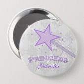 Badge Rond 10 Cm Personnalisé : Princesse pourpre Wand Button (Devant & derrière)
