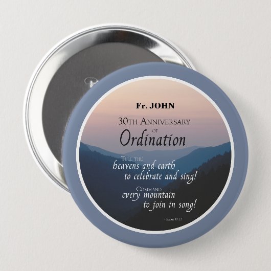 Badge Rond 10 Cm Personnaliser les fêtes d'Ordination du 30e annive (Devant & derrière)