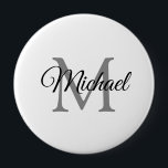 Badge Rond 10 Cm Personnaliser Nom du monogramme Modèle blanc énorm<br><div class="desc">Personnaliser Nom du monogramme Modèle blanc Elégant tendance énorme bouton rond.</div>