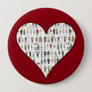 Badge Rond 10 Cm Personnes NYC New York Citoyens Voisins Red Heart