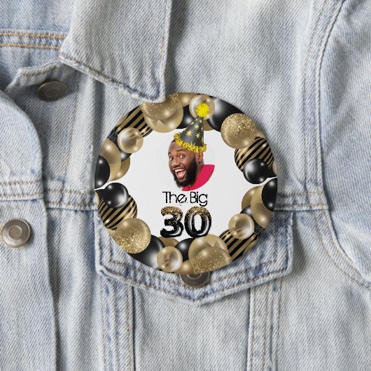 Badge Rond 10 Cm Photo 30th Birthday Custom (En situation)