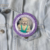 Badge Rond 10 Cm Photo 70th Random Number Motif| Violet/Blanc (En situation)