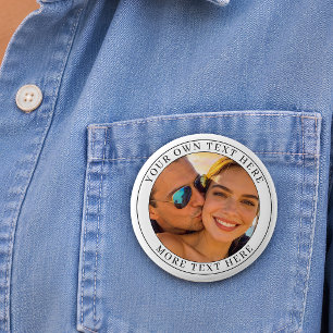 Badge Rond 10 Cm Photo et texte personnalisés