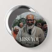 Badge Rond 10 Cm Photo Mémorial 'Tu me manques' (Devant & derrière)