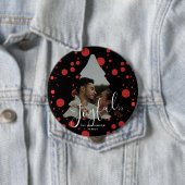 Badge Rond 10 Cm Photo personnalisée Arbre de Noël points noirs et  (En situation)