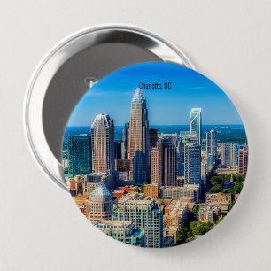 Badge Rond 10 Cm photographie de la skyline de Charlotte, NC