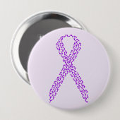 Badge Rond 10 Cm Pieds pourpres de ruban de conscience (Devant & derrière)