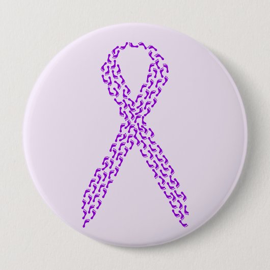 Badge Rond 10 Cm Pieds pourpres de ruban de conscience (Devant)