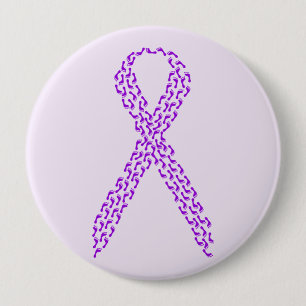 Badge Rond 10 Cm Pieds pourpres de ruban de conscience