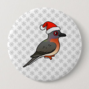 Badge Rond 10 Cm Pigeon Père Noël