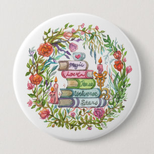 Badge Rond 10 Cm Pile de livres