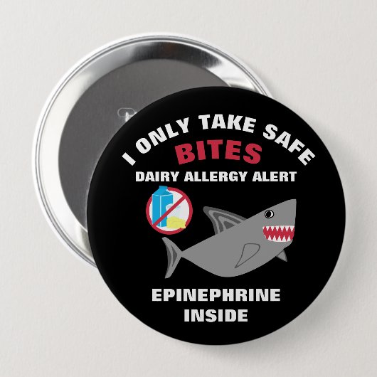 Badge Rond 10 Cm Pin personnalisé d'alerte d'allergie de laiterie (Devant & derrière)