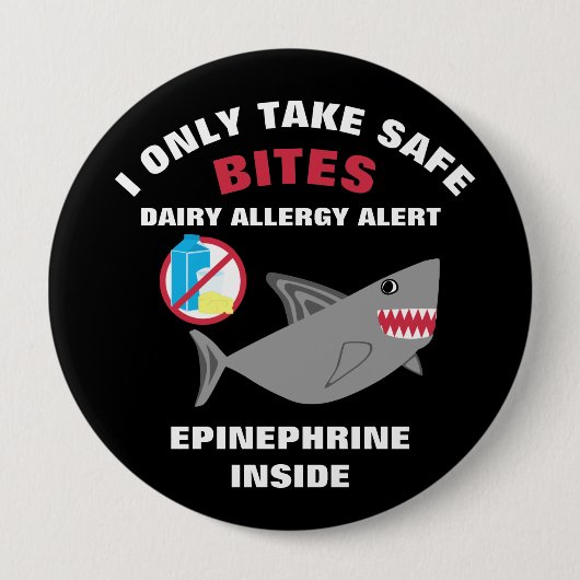 Badge Rond 10 Cm Pin personnalisé d'alerte d'allergie de laiterie (Devant)