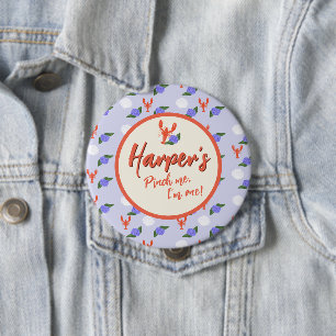 Badge Rond 10 Cm "Pince-moi ! I'm One" Homard côtier Anniversaire