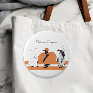 Badge Rond 10 Cm Pingouin Citrouille mignon Drôle Halloween